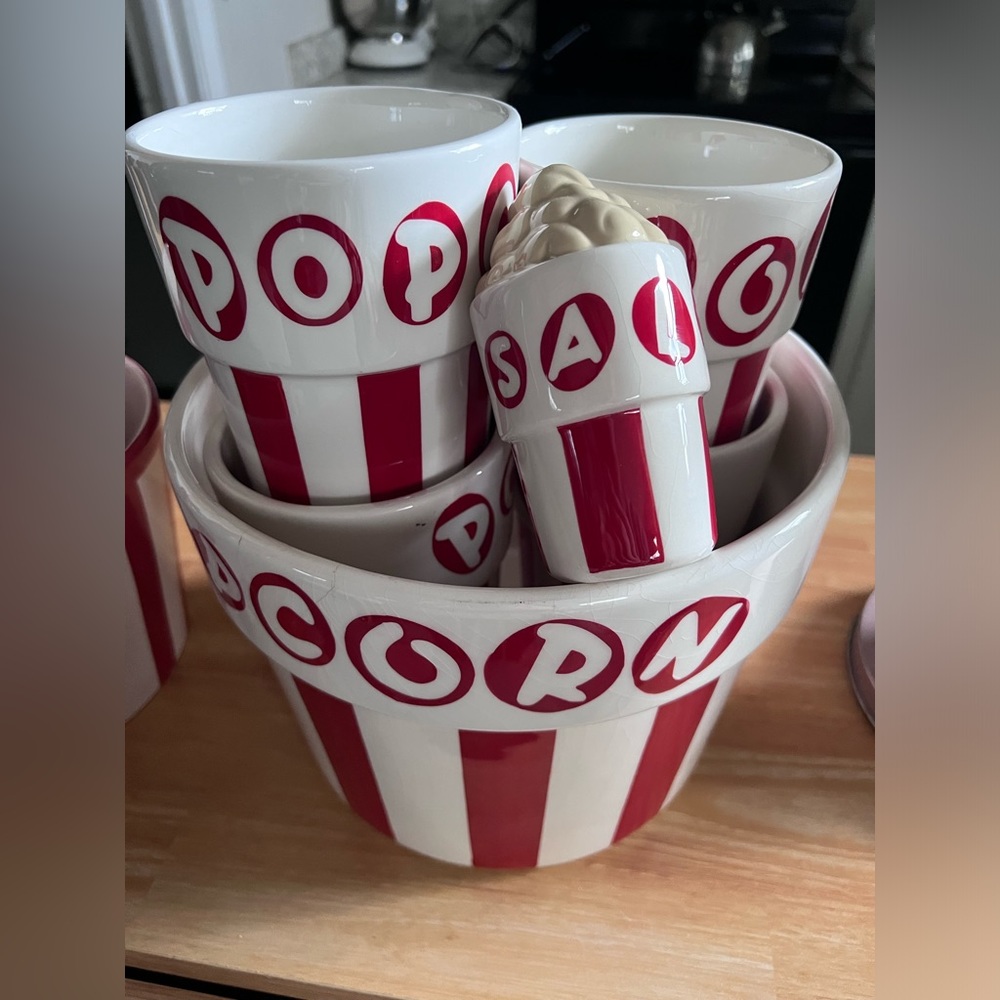 Vintage glass popcorn 6 piece serving set